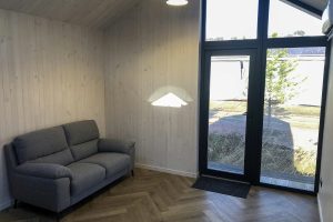 AREMBUD EU tiny house 28 m2 gallery wood terrace belgium barn module modern a-frame m2 Modular Home bath