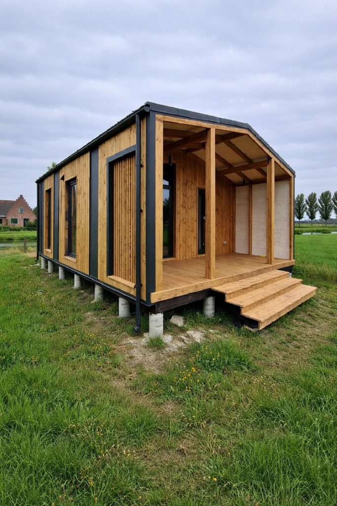 arembud eu tiny house auna wood belgium prefab a frame modular home delivery 2